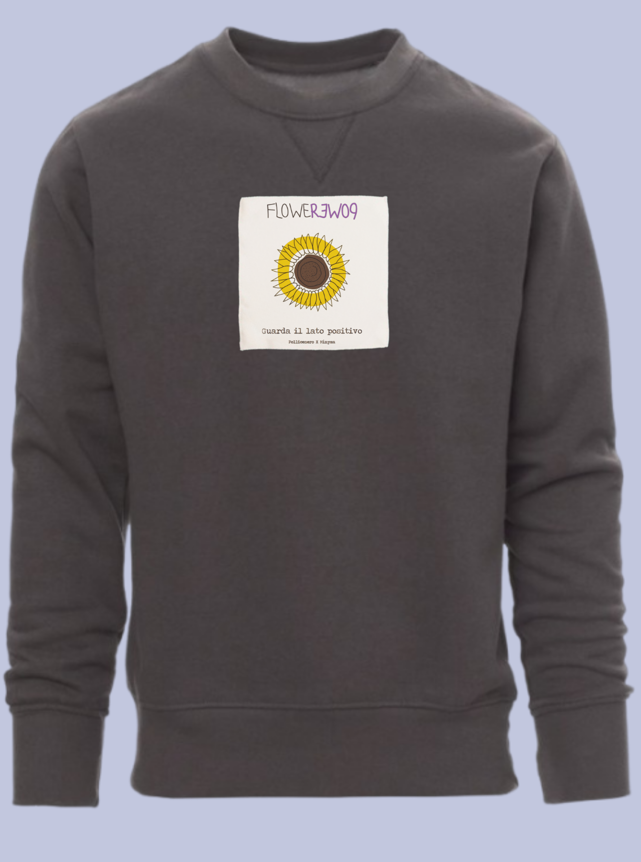 GUARDA IL LATO POSITIVO / FELPA GIROCOLLO CON PATCH