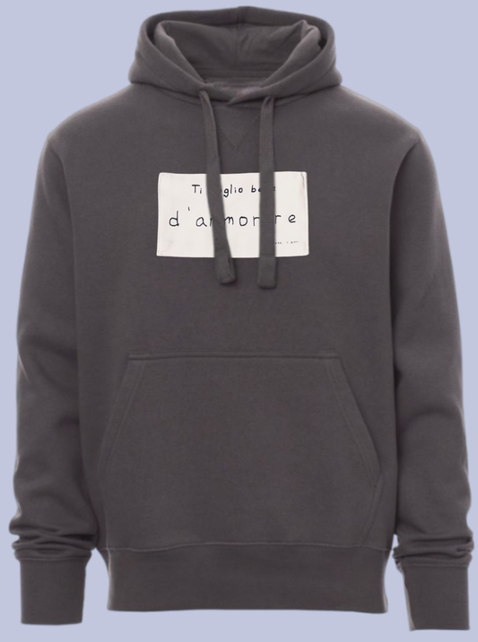 TI VOGLIO BENE / FELPA CAPPUCCIO CON PATCH