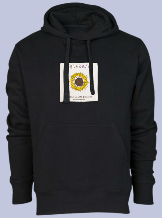 GUARDA IL LATO POSITIVO / FELPA CAPPUCCIO CON PATCH