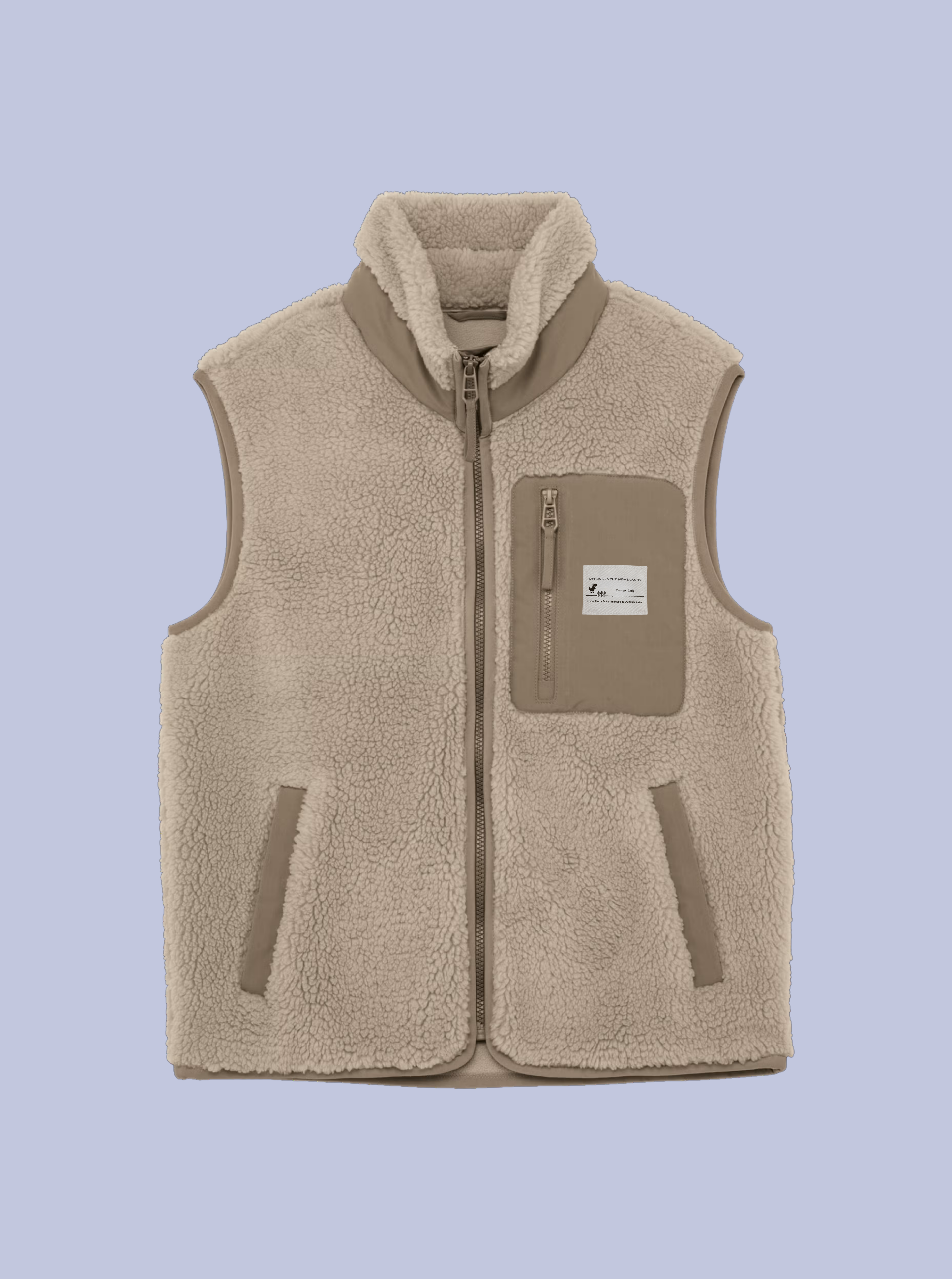 OFFLINE IS THE NEW LUXURY / BODYWARMER SHERPA CON PATCH PICCOLA