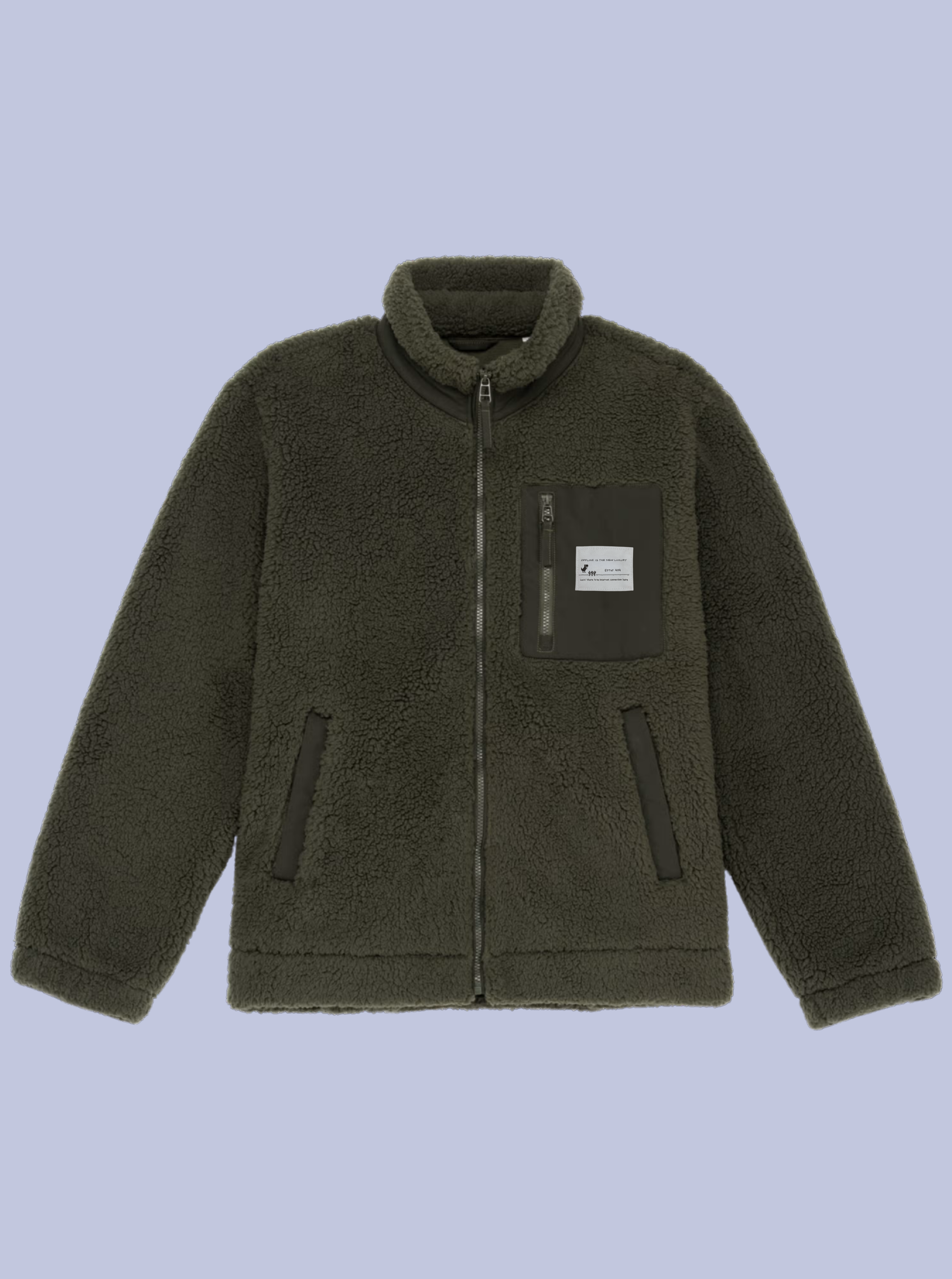 OFFLINE IS THE NEW LUXURY / GIACCA SHERPA CON PATCH PICCOLA