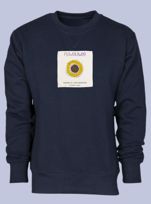 GUARDA IL LATO POSITIVO / FELPA GIROCOLLO CON PATCH
